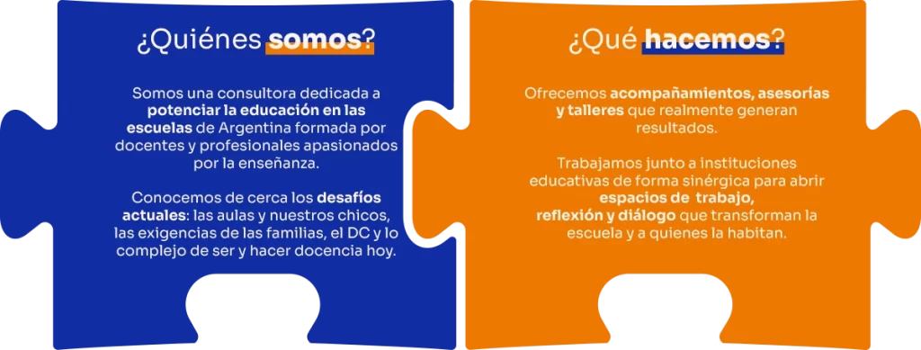 Home Somos una consultora dedicada a potenciar la educación en las escuelas de Argentina. Ofrecemos acompañamientos, asesorías y talleres trabajando junto a instituciones educativas.